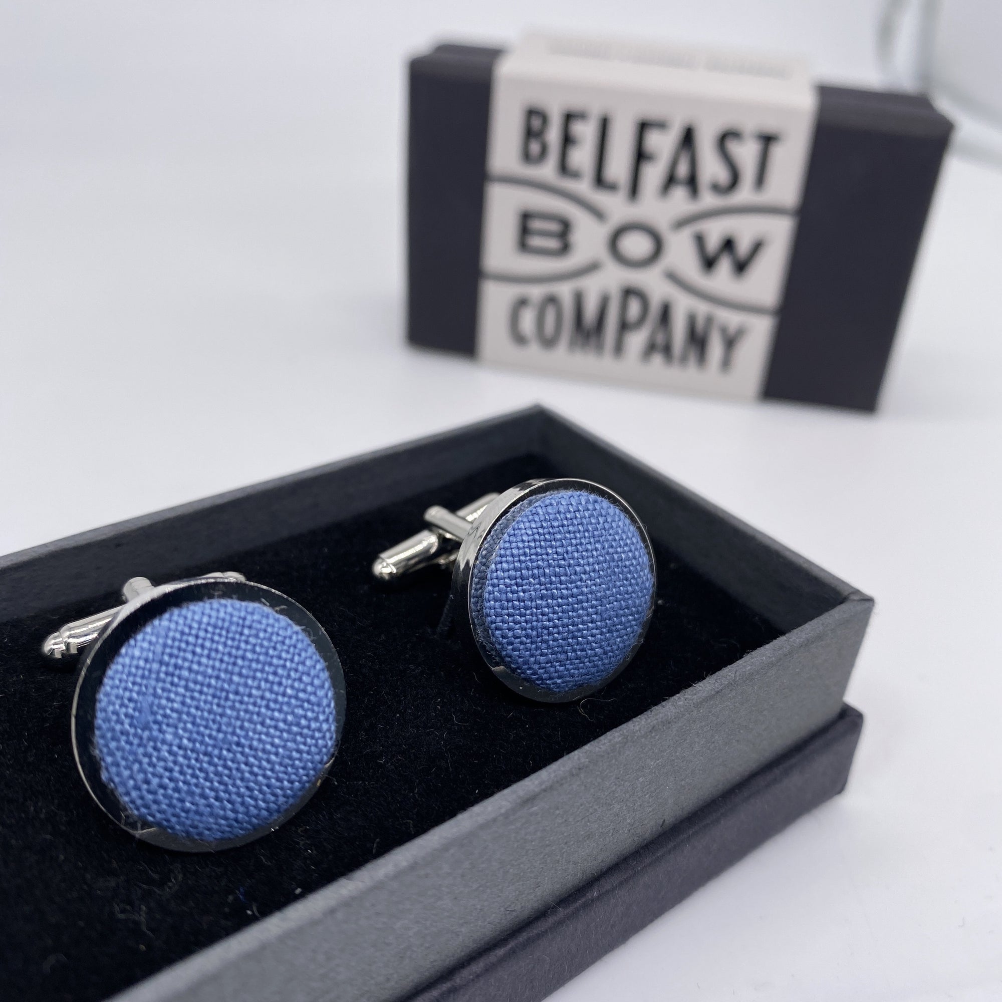 Slate Blue Cufflinks in Irish Linen