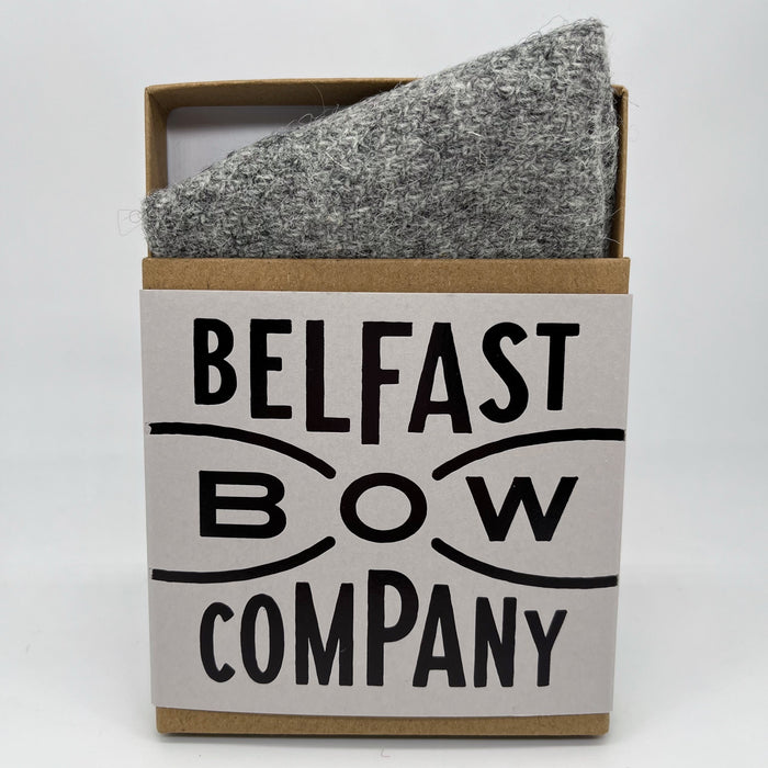 Grey Pocket Square in Harris Tweed by the Belfast Bow Company