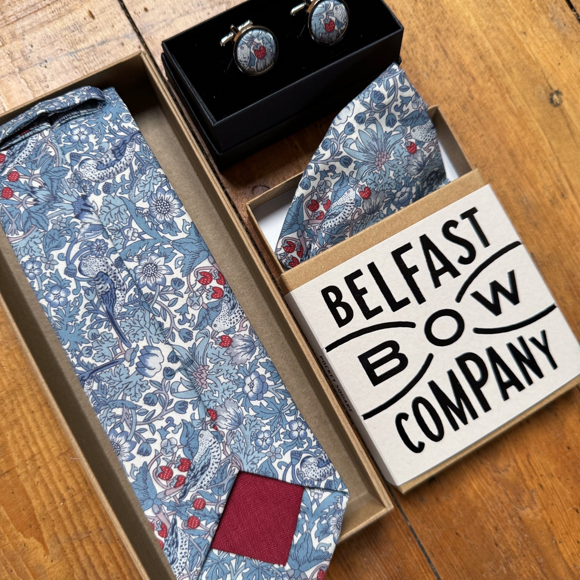 Liberty of London Tie in Slate Blue Bird Motif