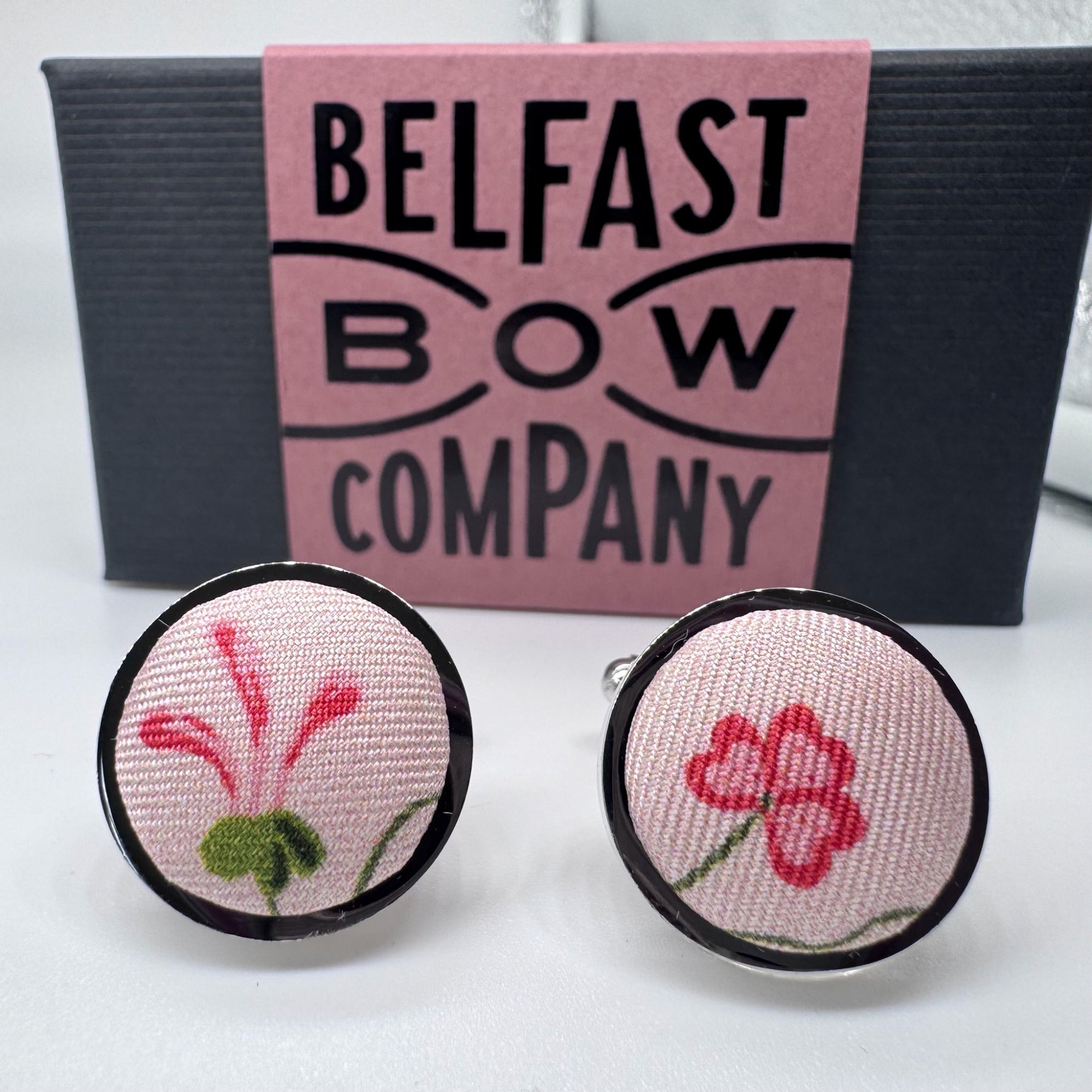 Liberty of London Silk Cufflinks in Pink Floral