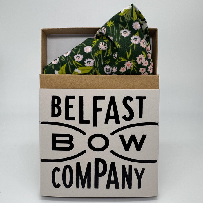 Green and pink floral pocket square by the belfast bow company