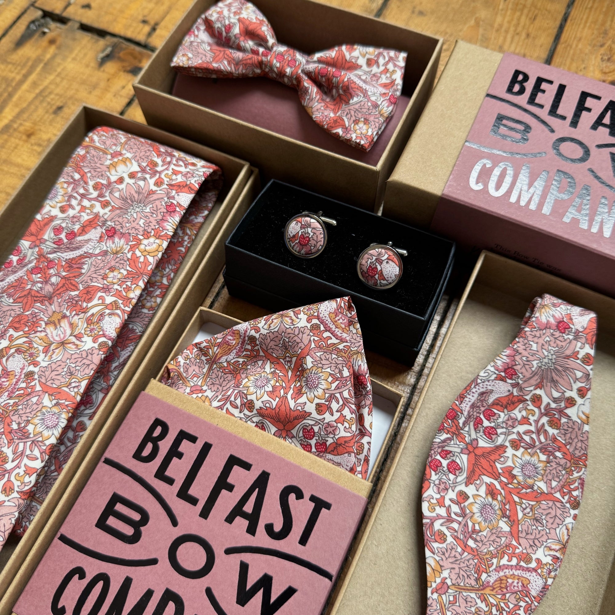 Liberty of London Cufflinks in Sienna Red Bird Motif