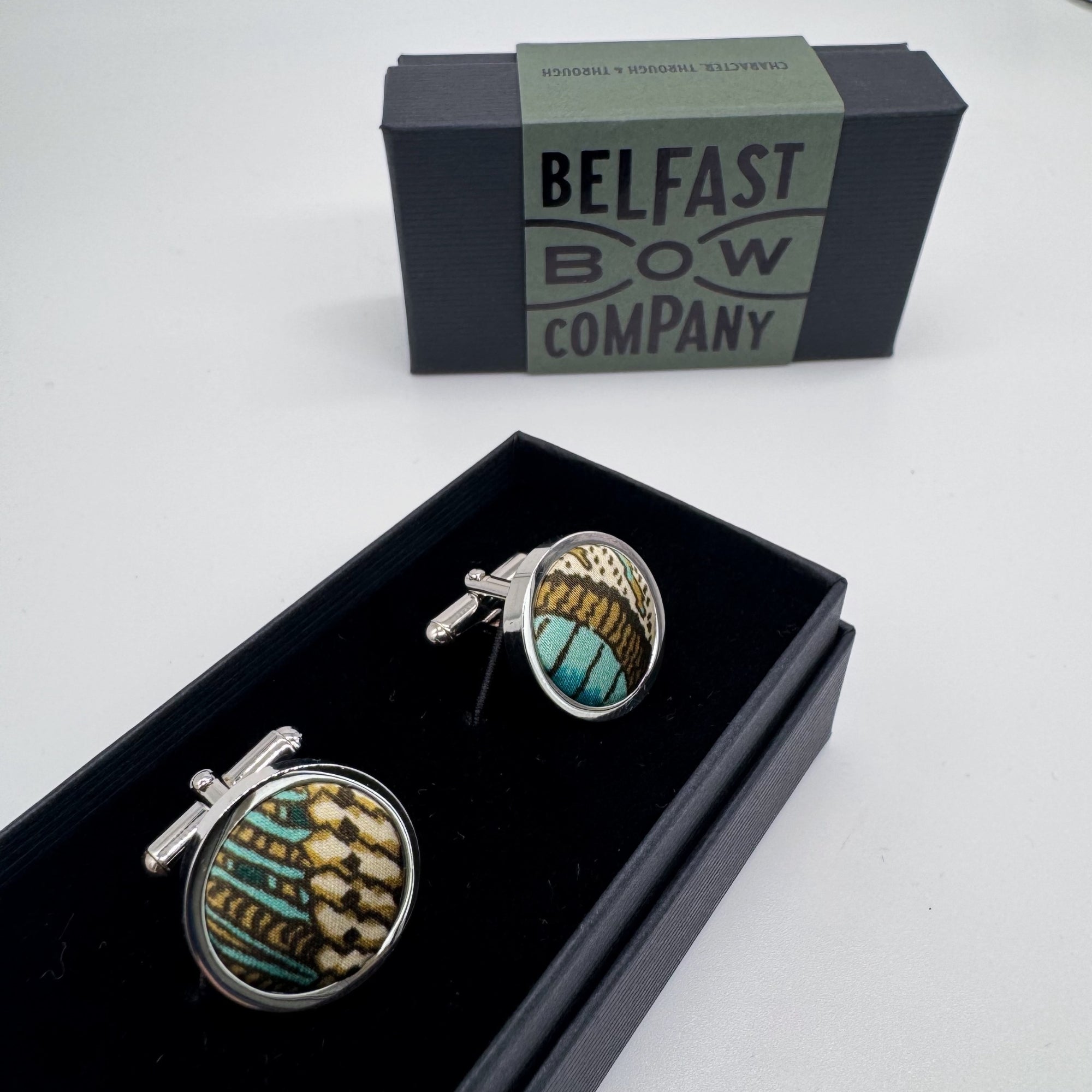 Liberty of London Silk Cufflinks in Peacock Feathers