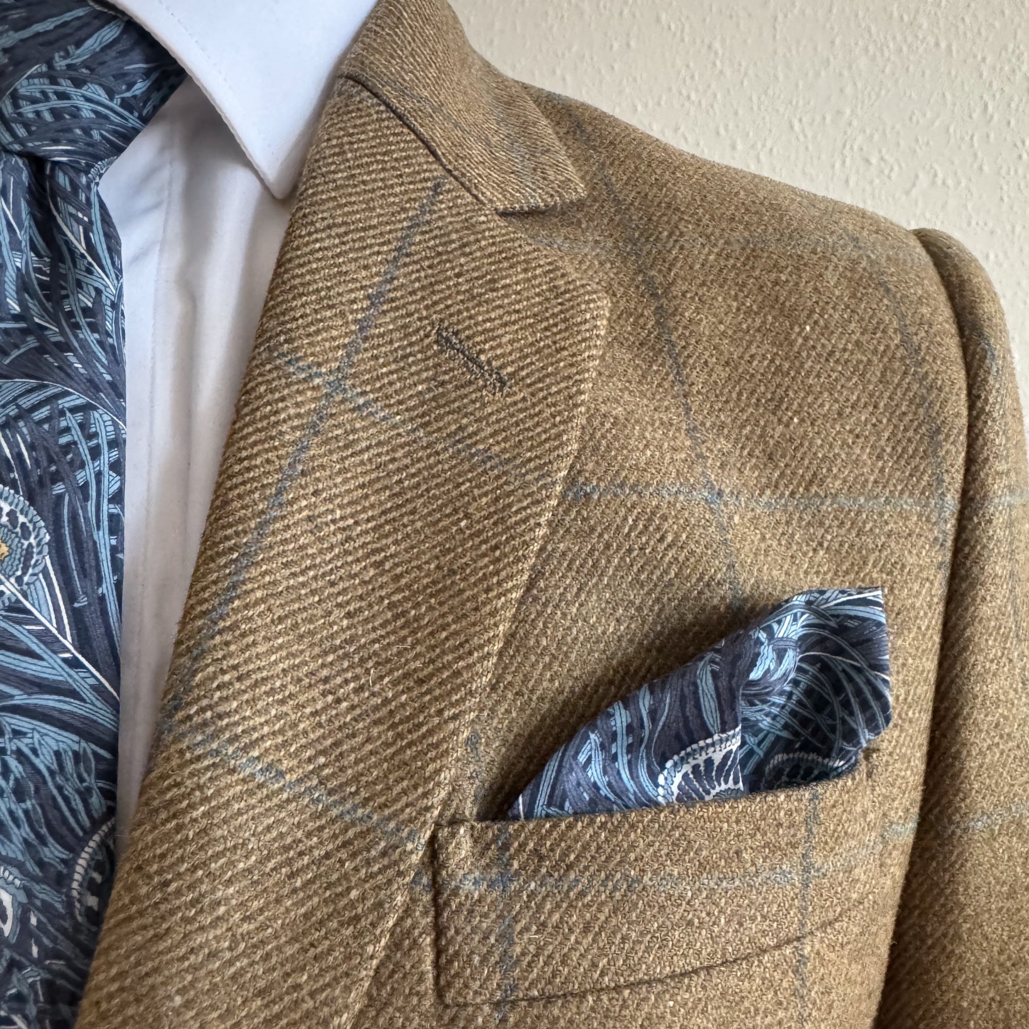 Liberty of London Pocket Square in Navy Peacock Feathers
