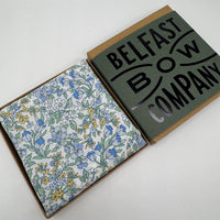 pale blue floral pocket square by the belfast bow company