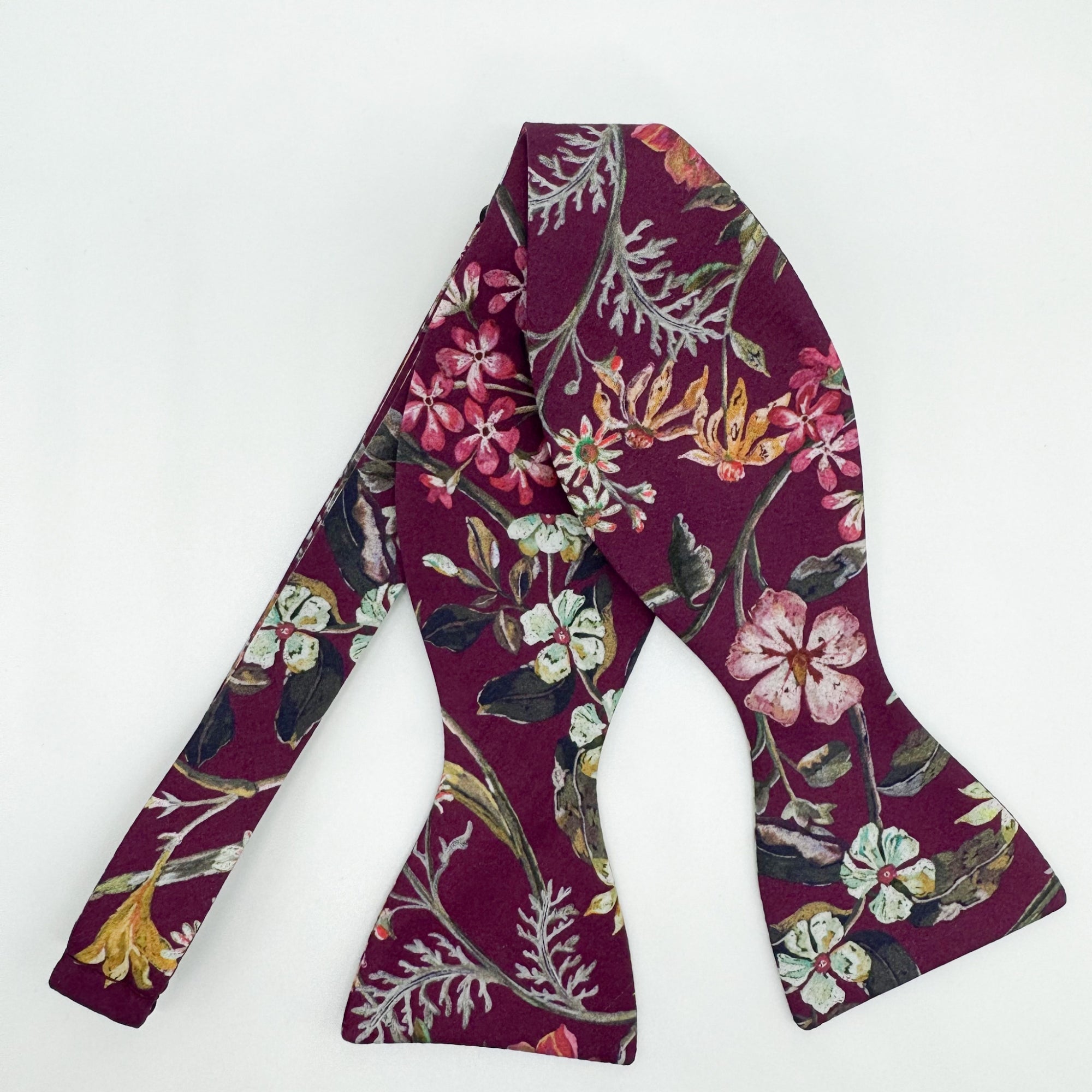 Self-Tie Liberty of London Bow Tie in Burgundy Autumn Floral