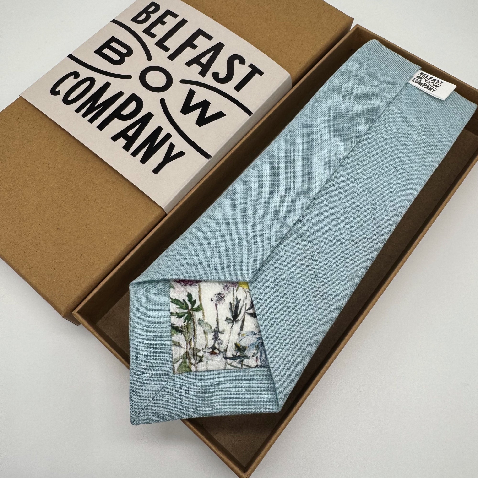 Duck Egg Tie in Irish Linen handmade by the Belfast Bow Company