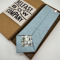 Duck Egg Tie in Irish Linen handmade by the Belfast Bow Company