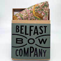 Mustard yellow and green peacock pocket square by the belfast bow company