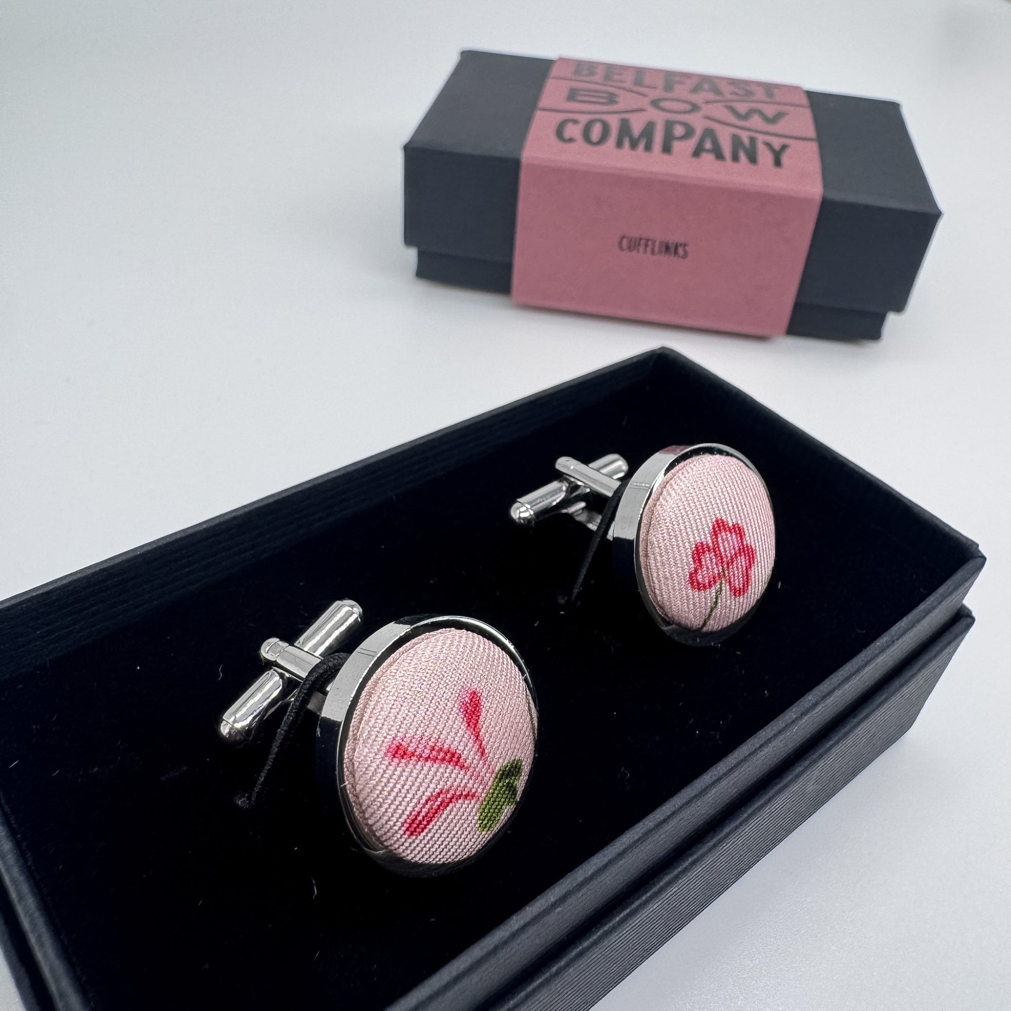 Liberty of London Silk Cufflinks in Pink Floral