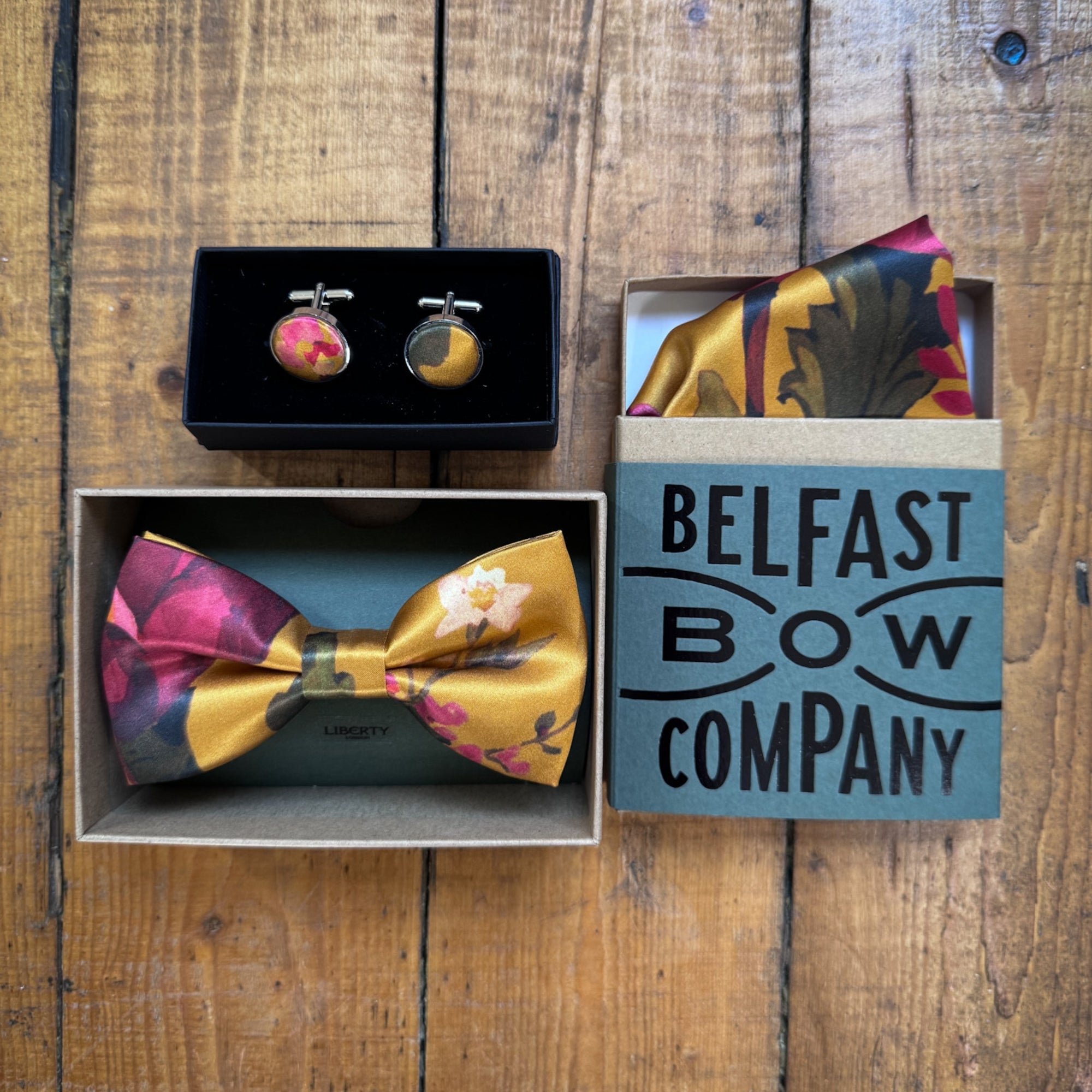 Liberty of London Silk Bow Tie in Indian Yellow Rose Blossom