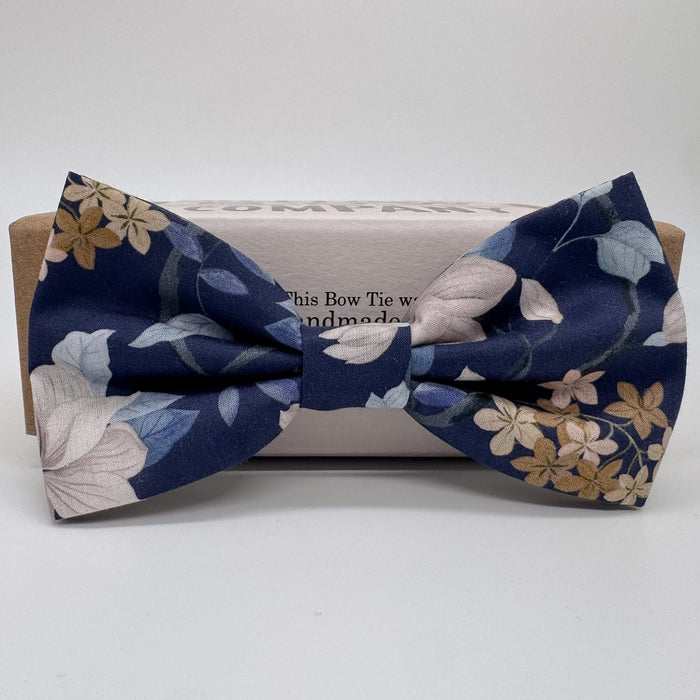 Navy Floral bow tie by the belfast bow company