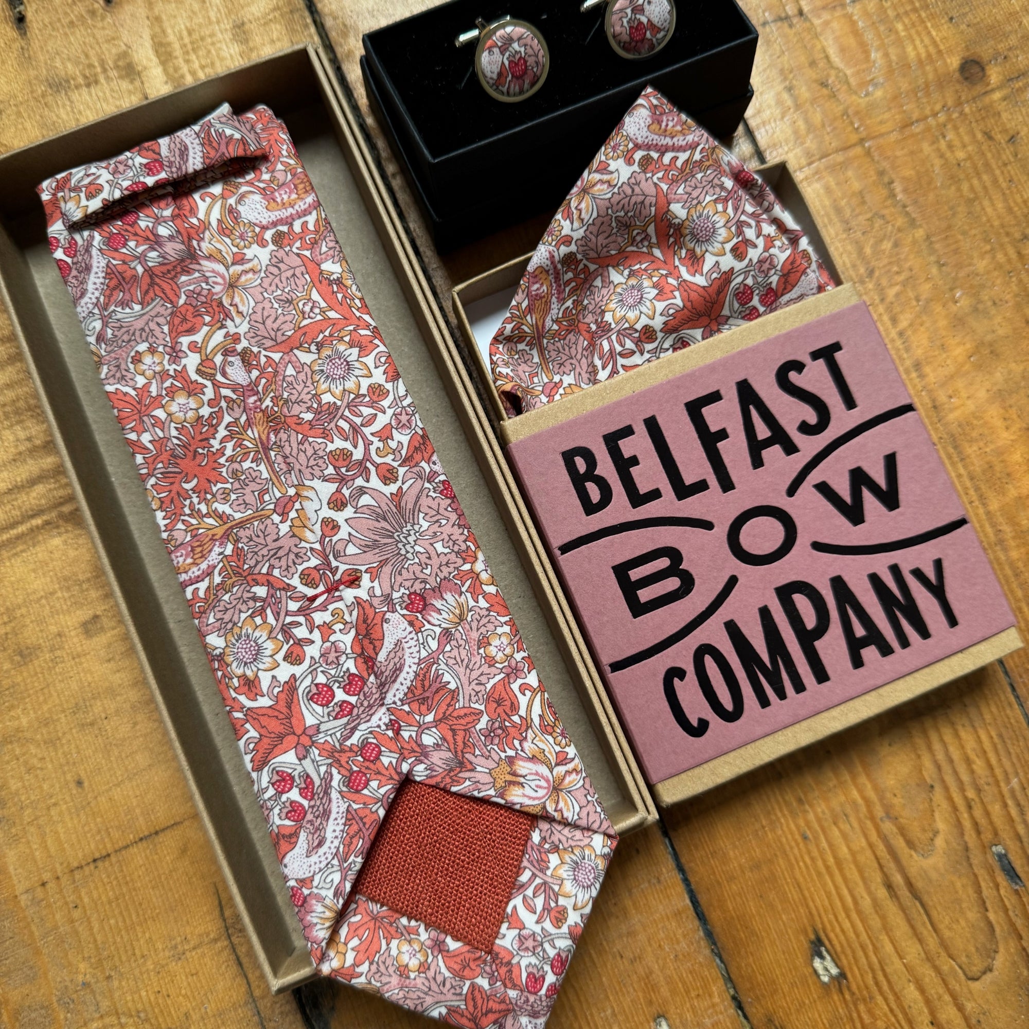 Liberty of London Tie in Sienna Red Bird Motif