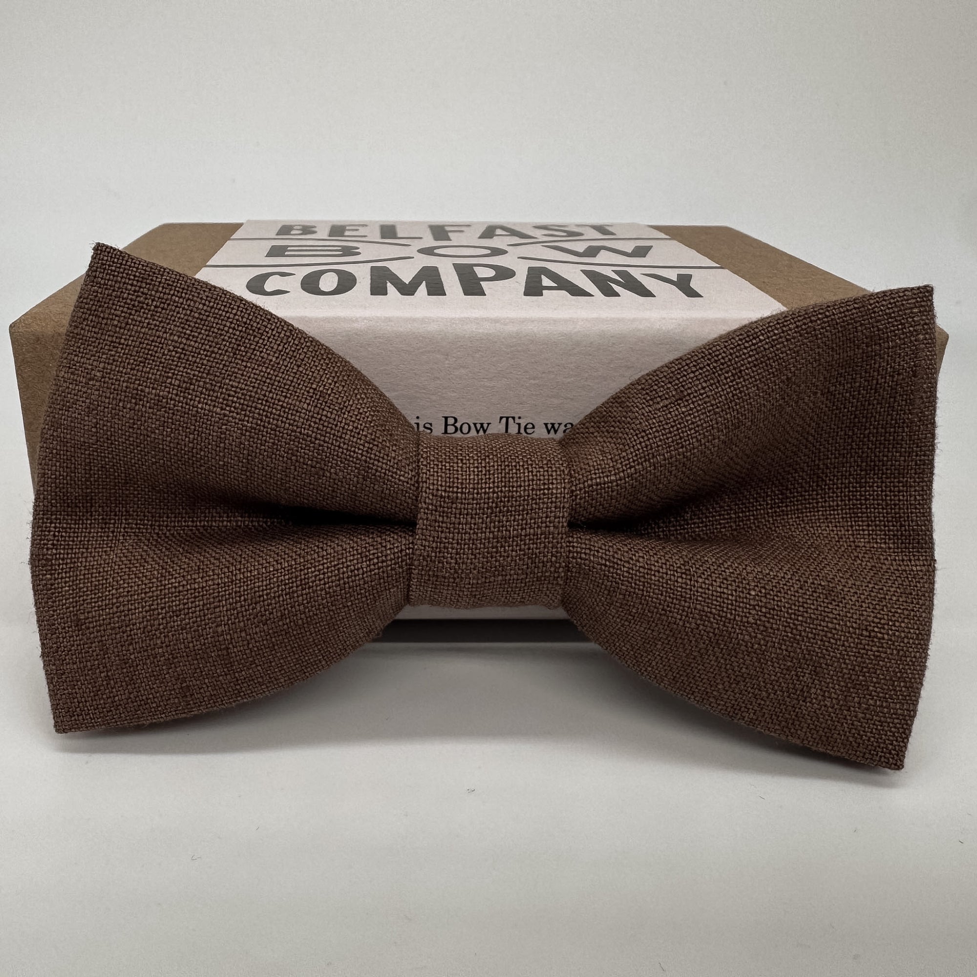 Chocolate Brown Bow Tie in irish linen by the belfast bow company