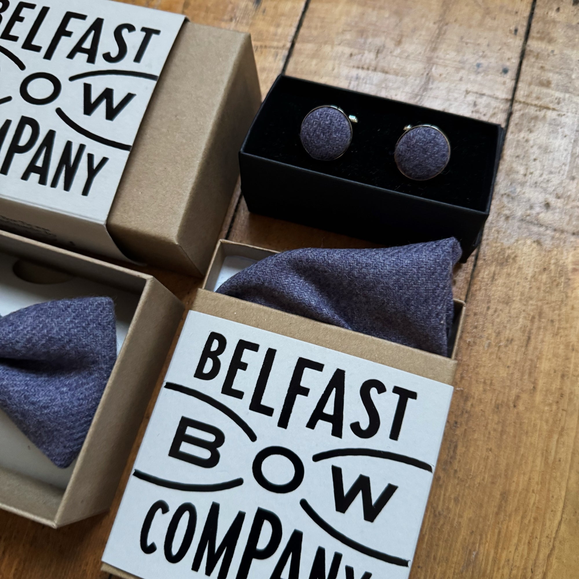 Tweed Cufflinks in Heather