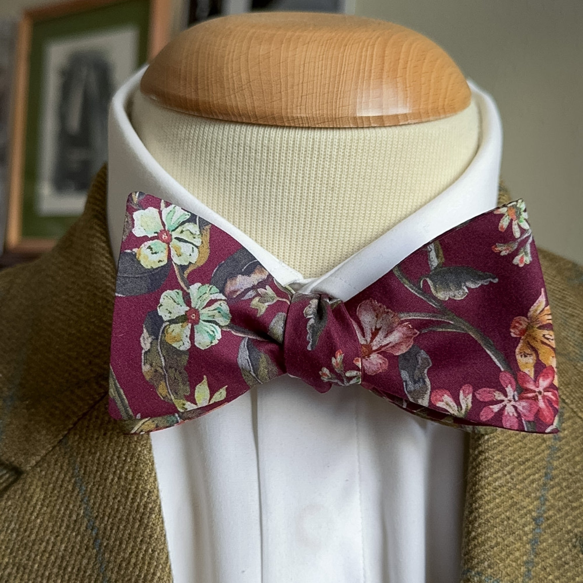 Self-Tie Liberty of London Bow Tie in Burgundy Autumn Floral
