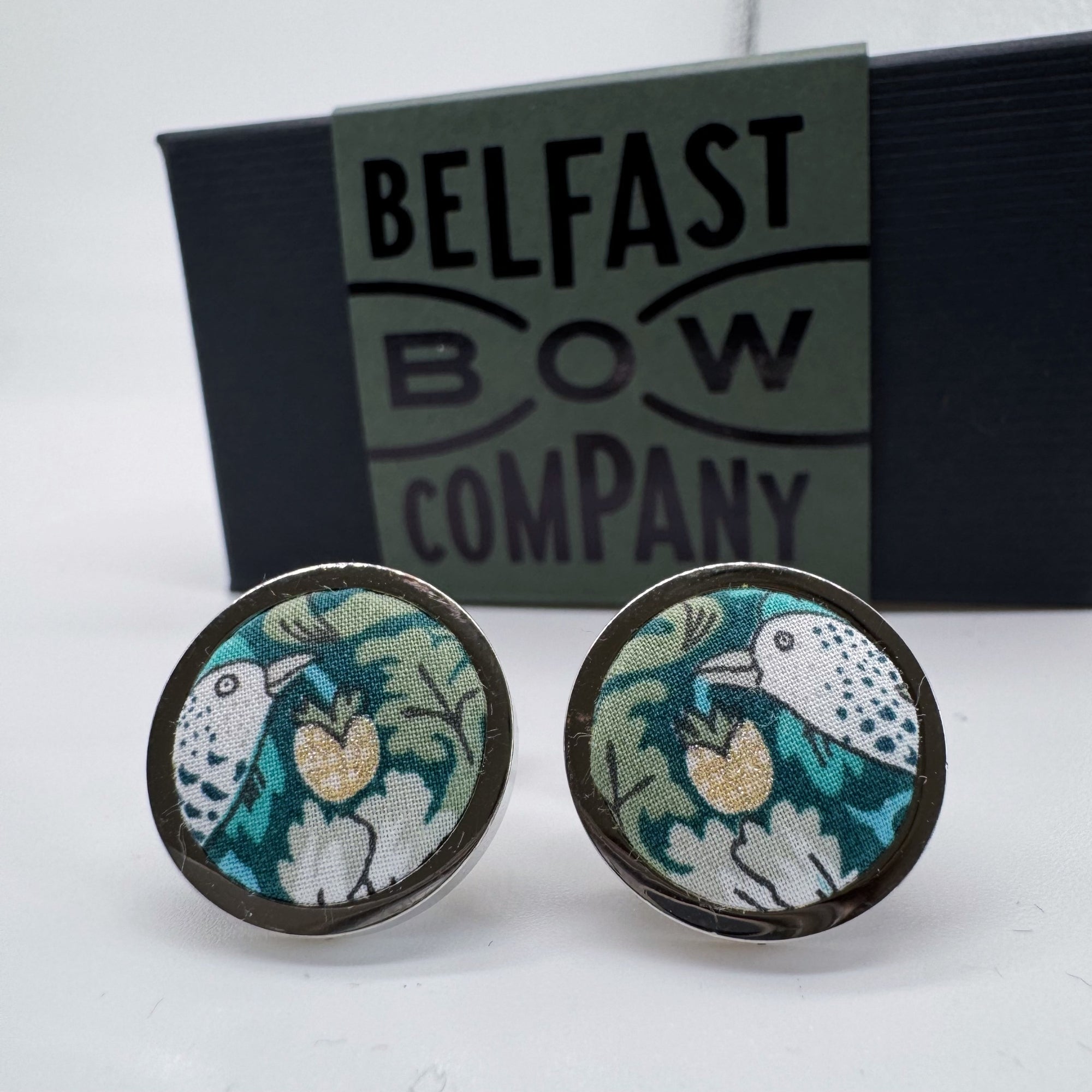 Liberty of London Cufflinks in Teal Green Bird Motif