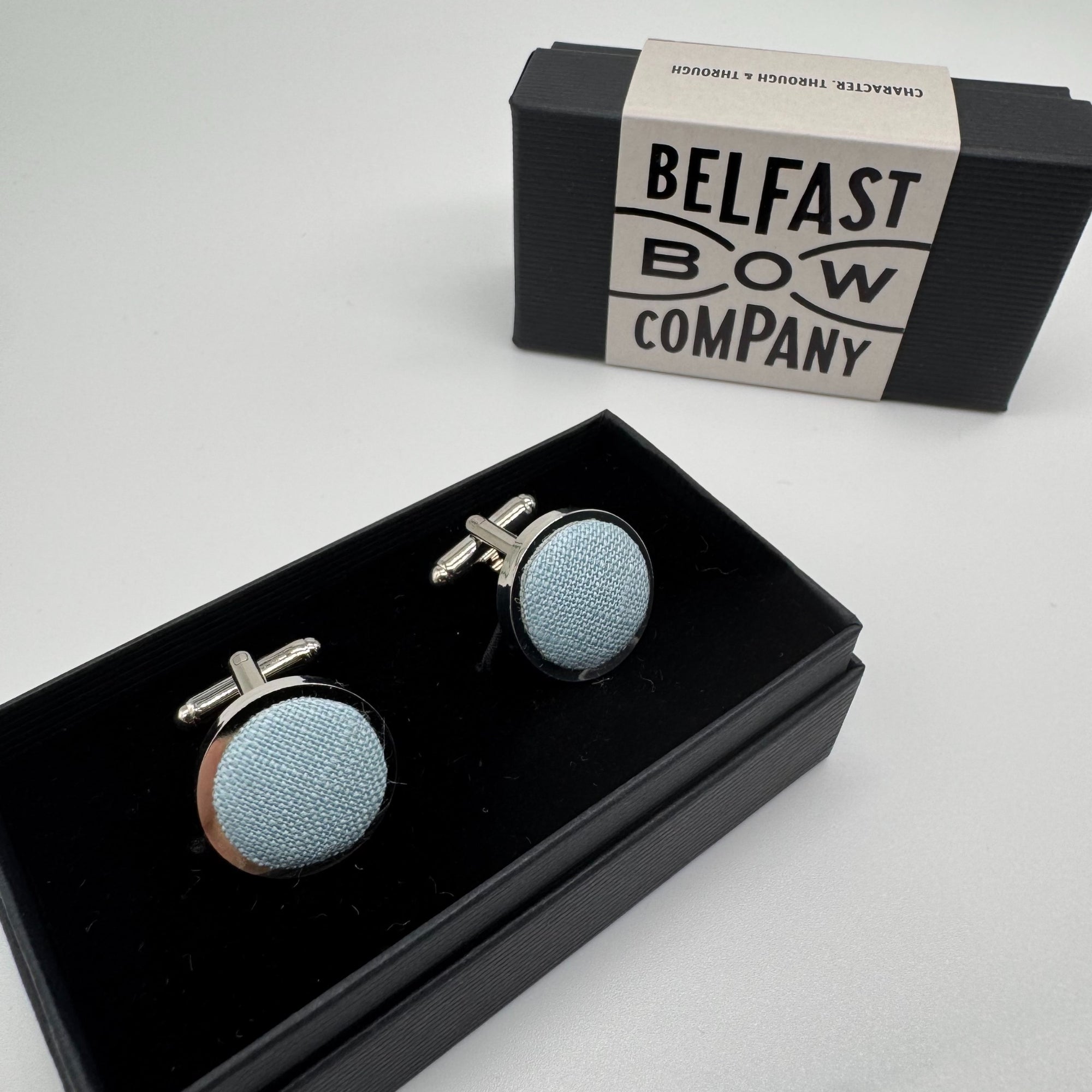 Duck Egg Blue Cufflinks in Irish Linen