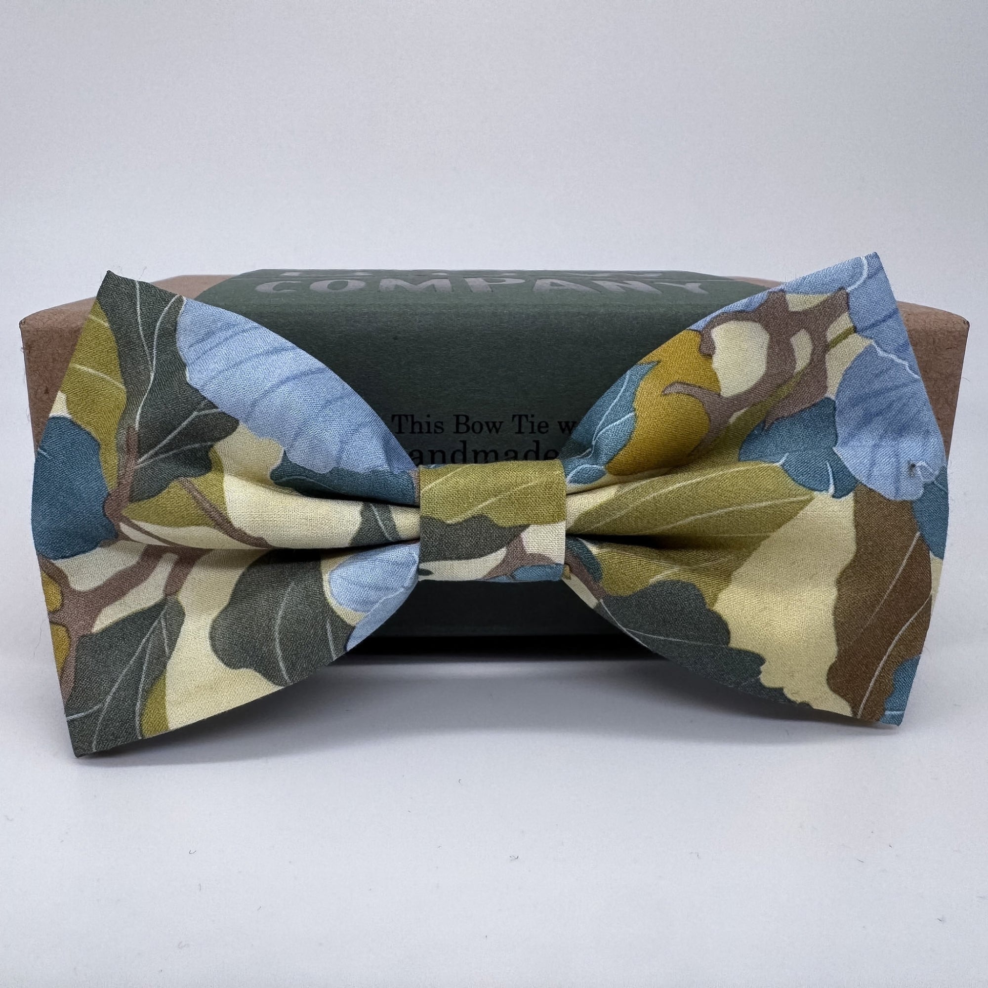 Liberty Bow Tie in butter yellow and blue by the belfast bow company