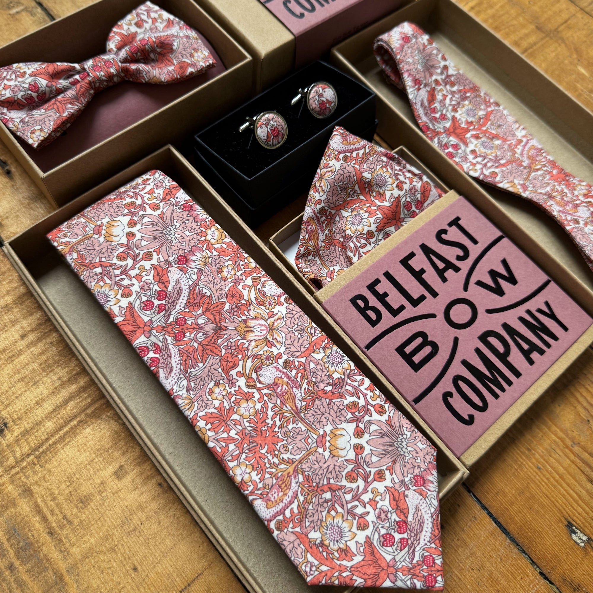 Liberty of London Tie in Sienna Red Bird Motif