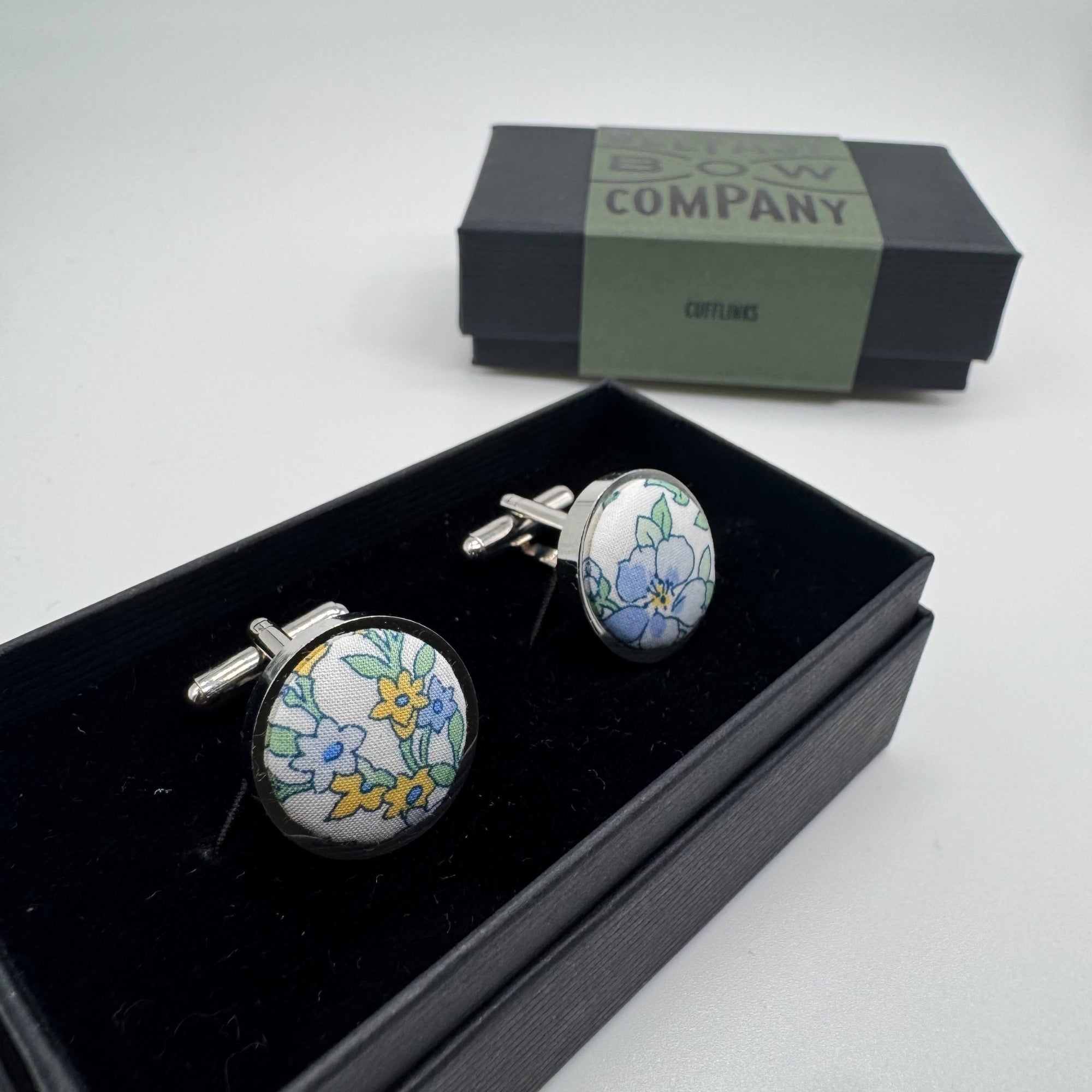 Liberty of London Cufflinks in Pale Blue & Sage Floral