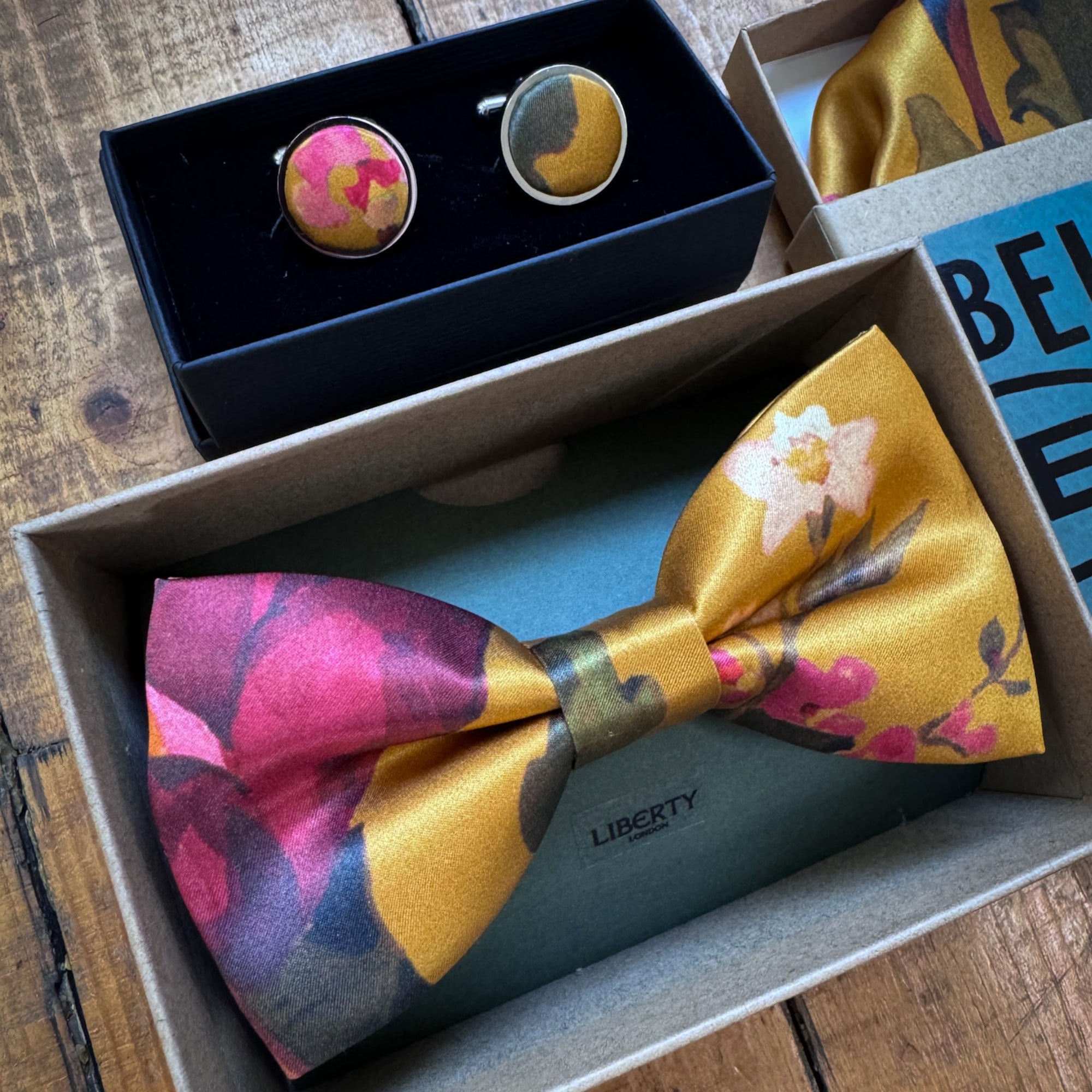 Liberty of London Silk Bow Tie in Indian Yellow Rose Blossom