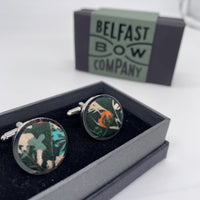 Cufflinks in Green Floral by the Belfast Bow Company