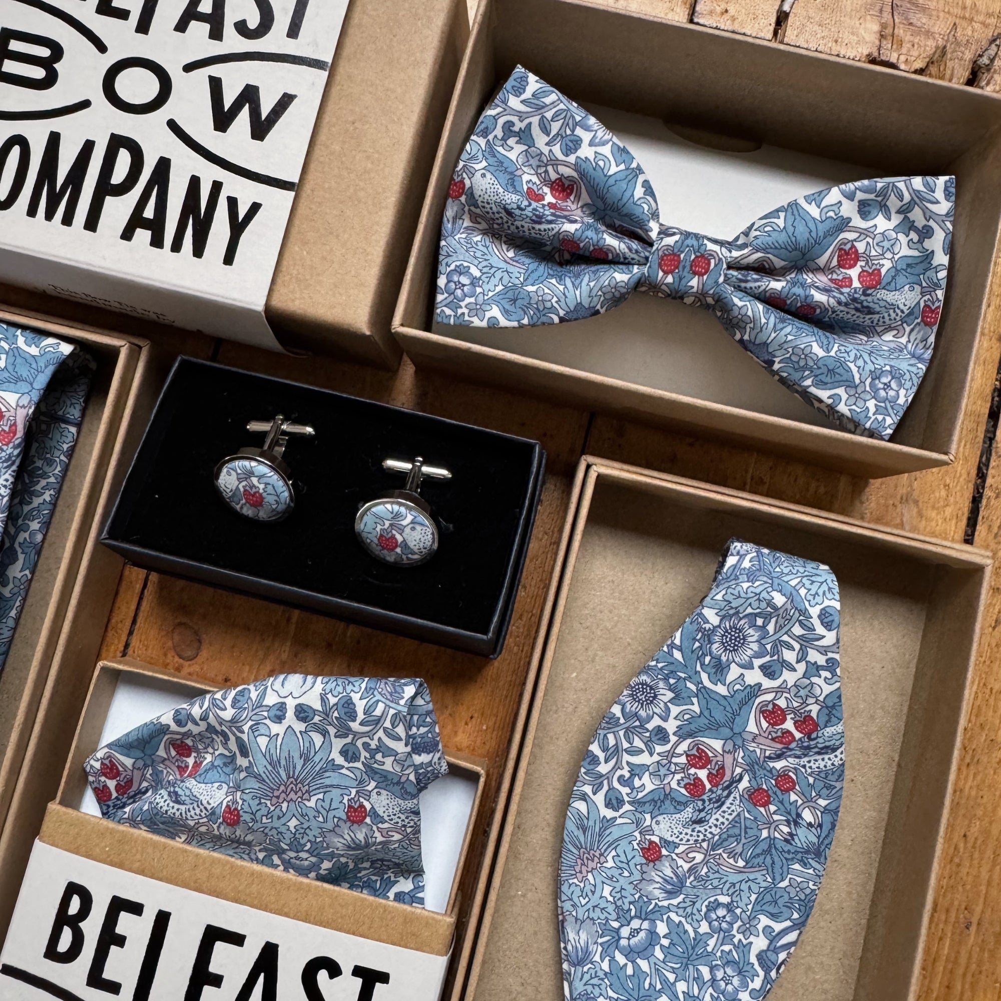 Liberty of London Cufflinks in Slate Blue Bird Motif