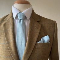 Duck Egg Blue Tie in Irish Linen handmade by the Belfast Bow Company