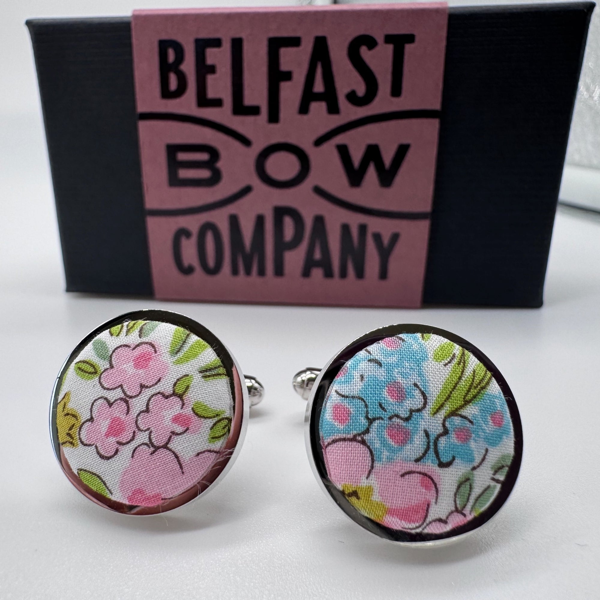 Liberty of London Cufflinks in Pink & Blue Floral Blossom