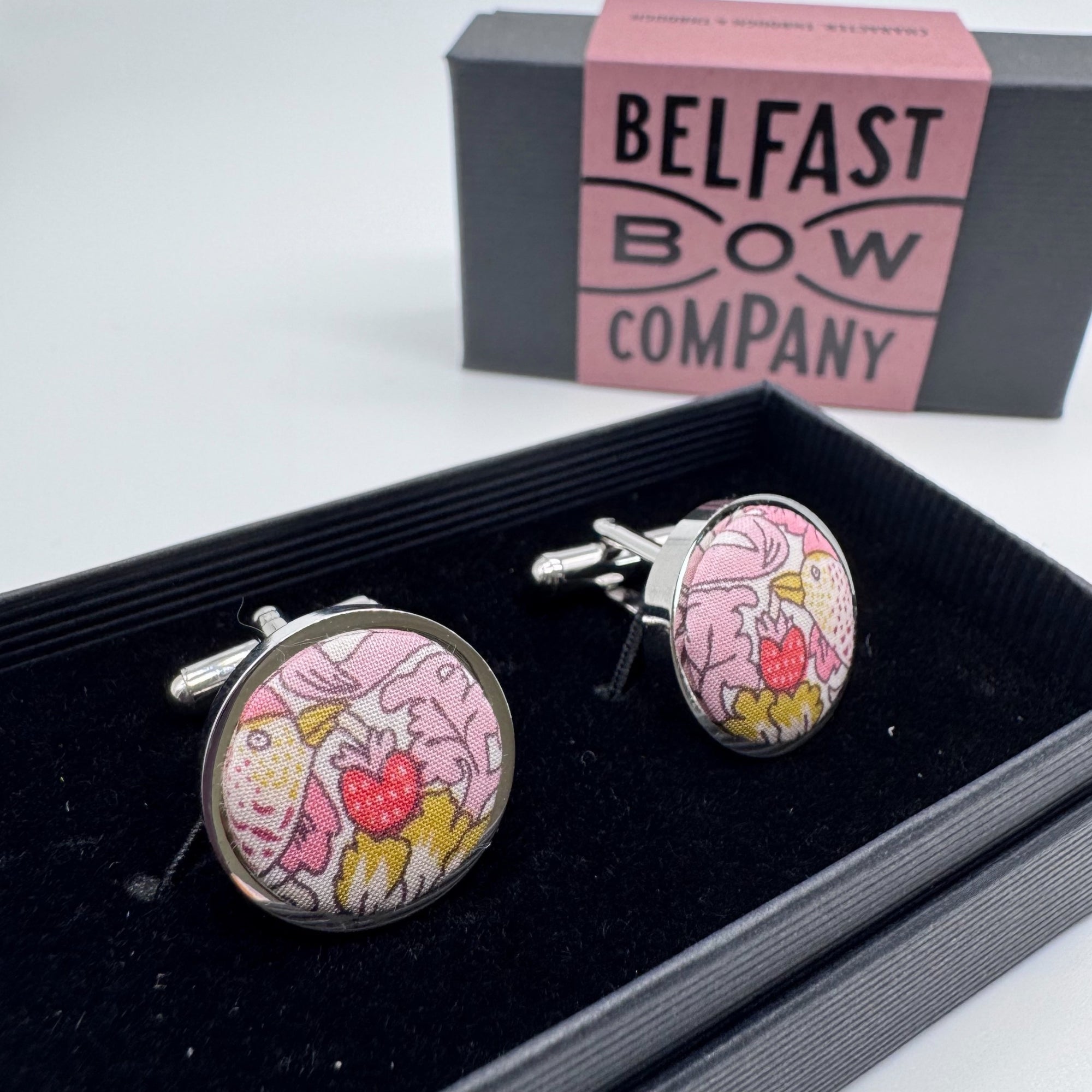 Liberty of London Cufflinks in Pink Bird Motif