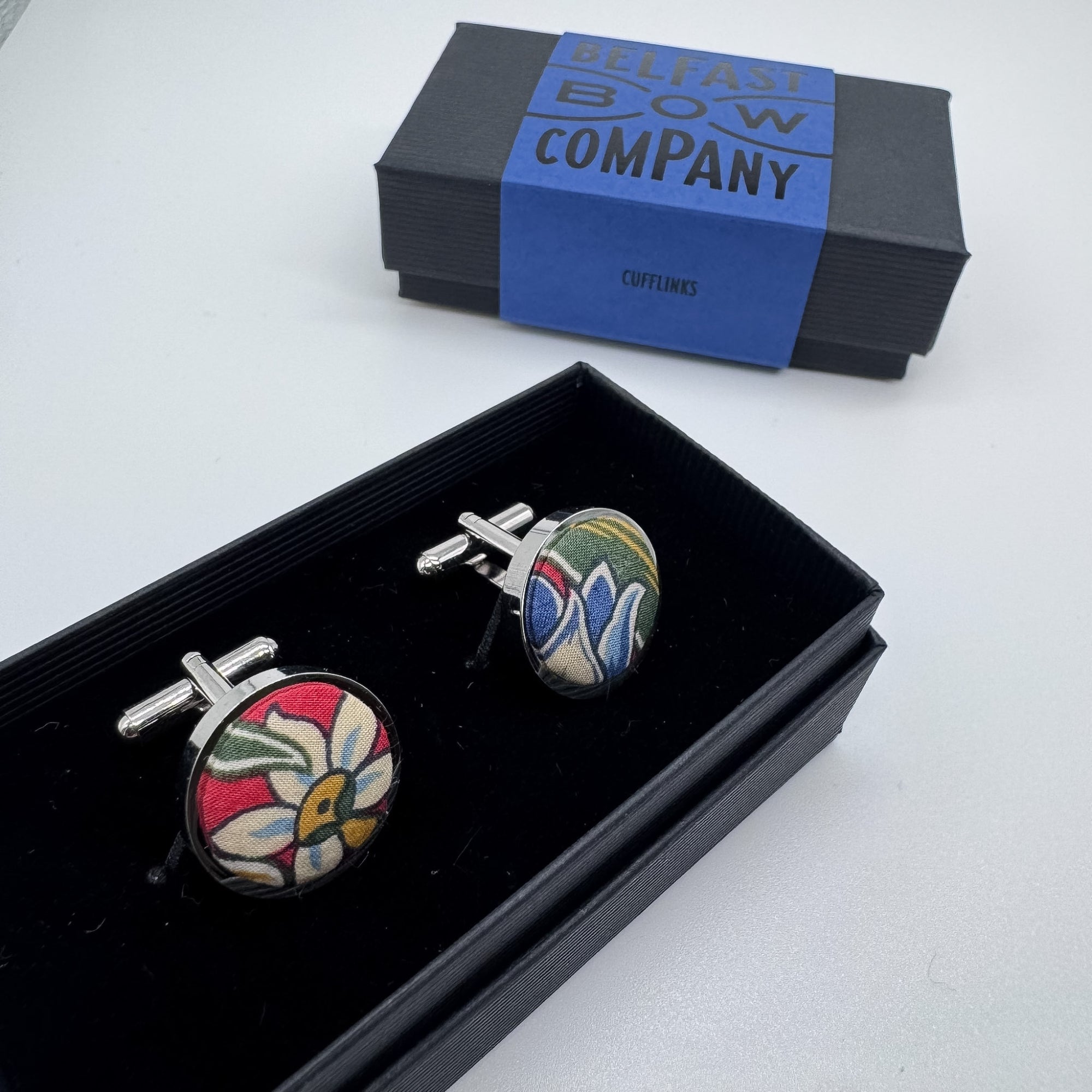 Liberty of London Cufflinks in Red & Blue Floral Motif
