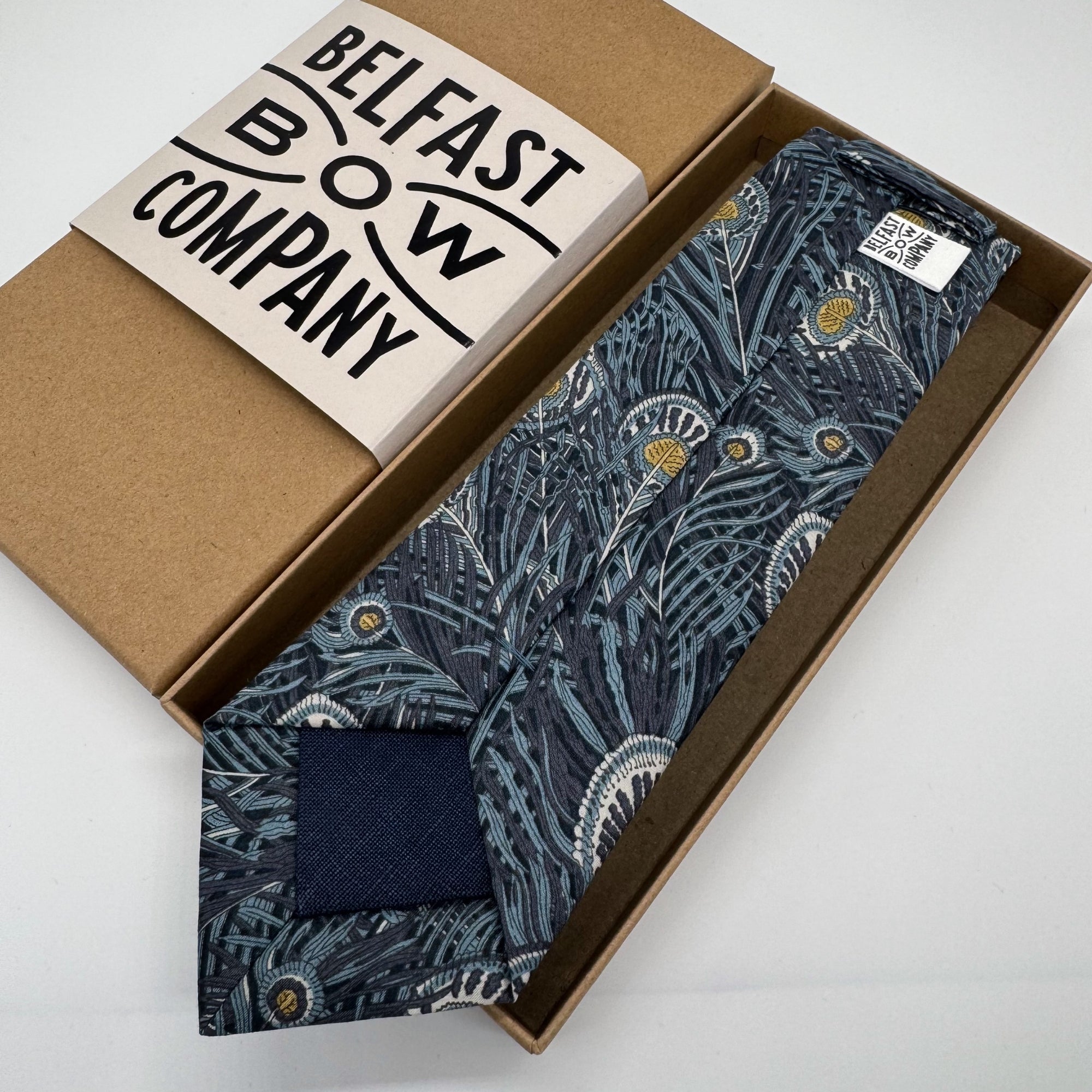 Liberty of London Tie in Navy Peacock Feathers