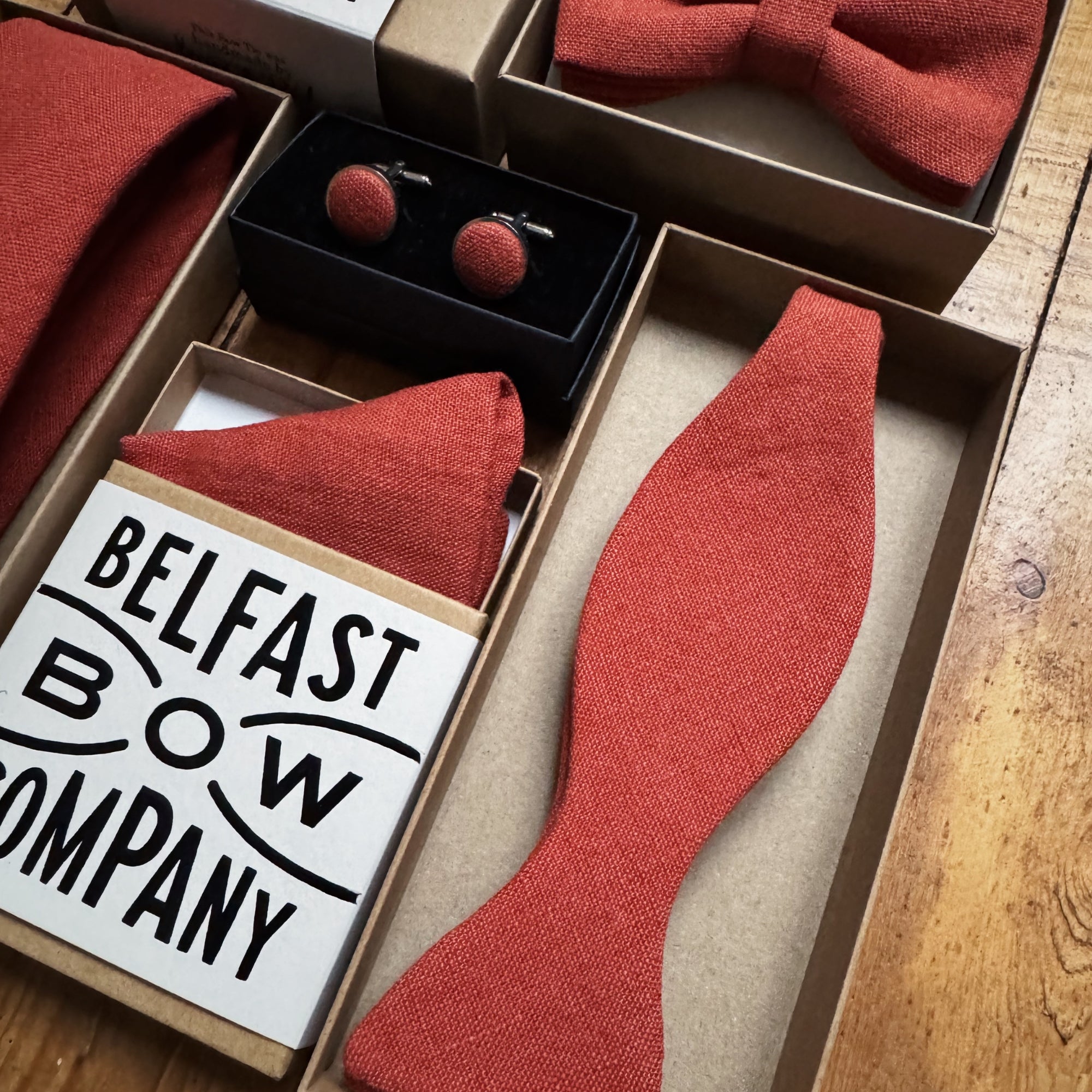 Self-Tie Bow Tie in Rust Irish Linen