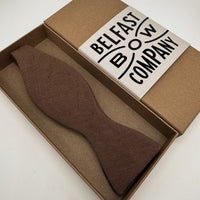 Brown self-tie in irish linen by the belfast bow company