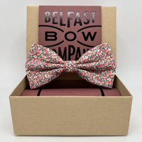 Pink and peach ditsy bow tie by the belfast bow company