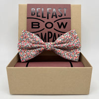 Pink and peach ditsy bow tie by the belfast bow company