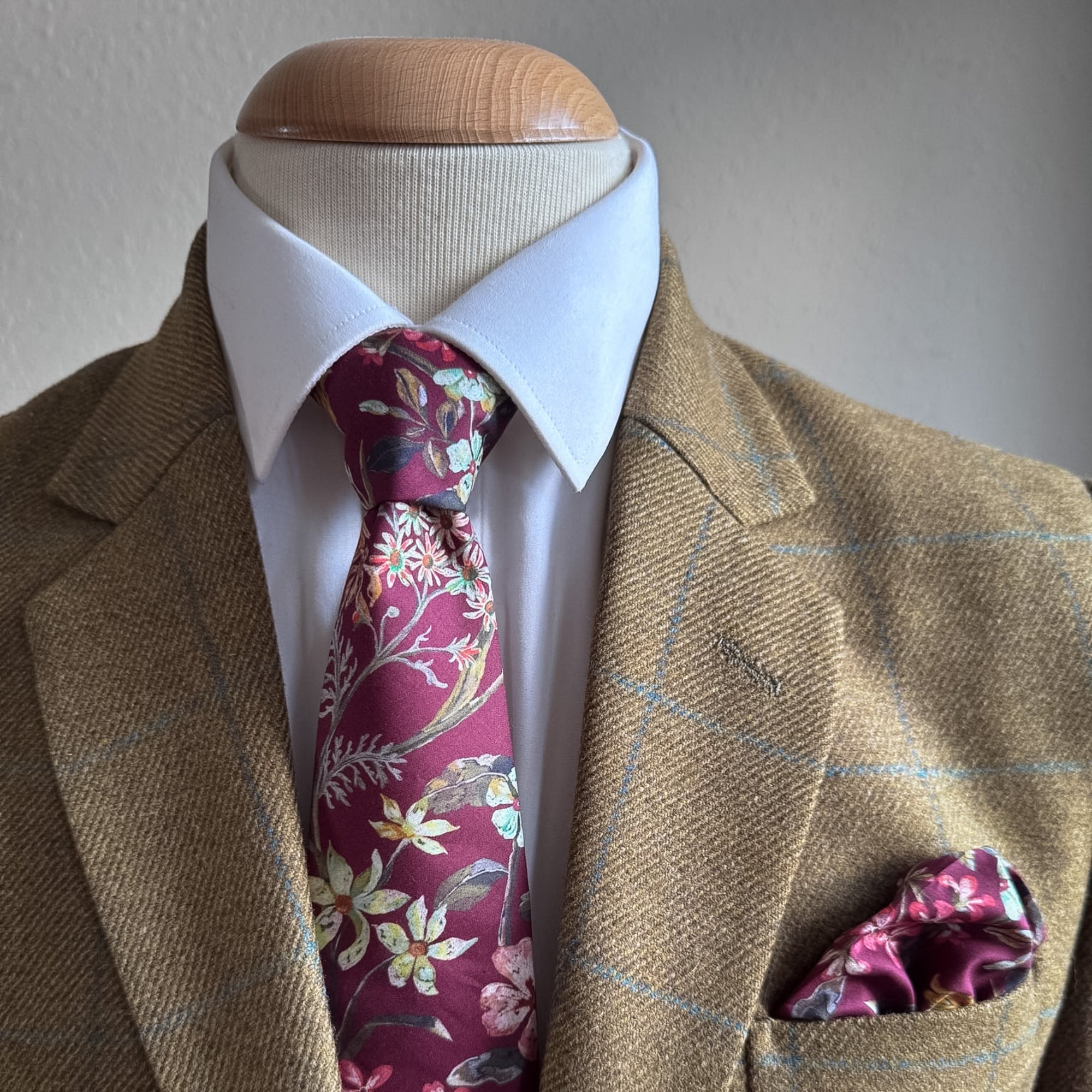 Liberty of London Pocket Square in Burgundy Autumn Floral