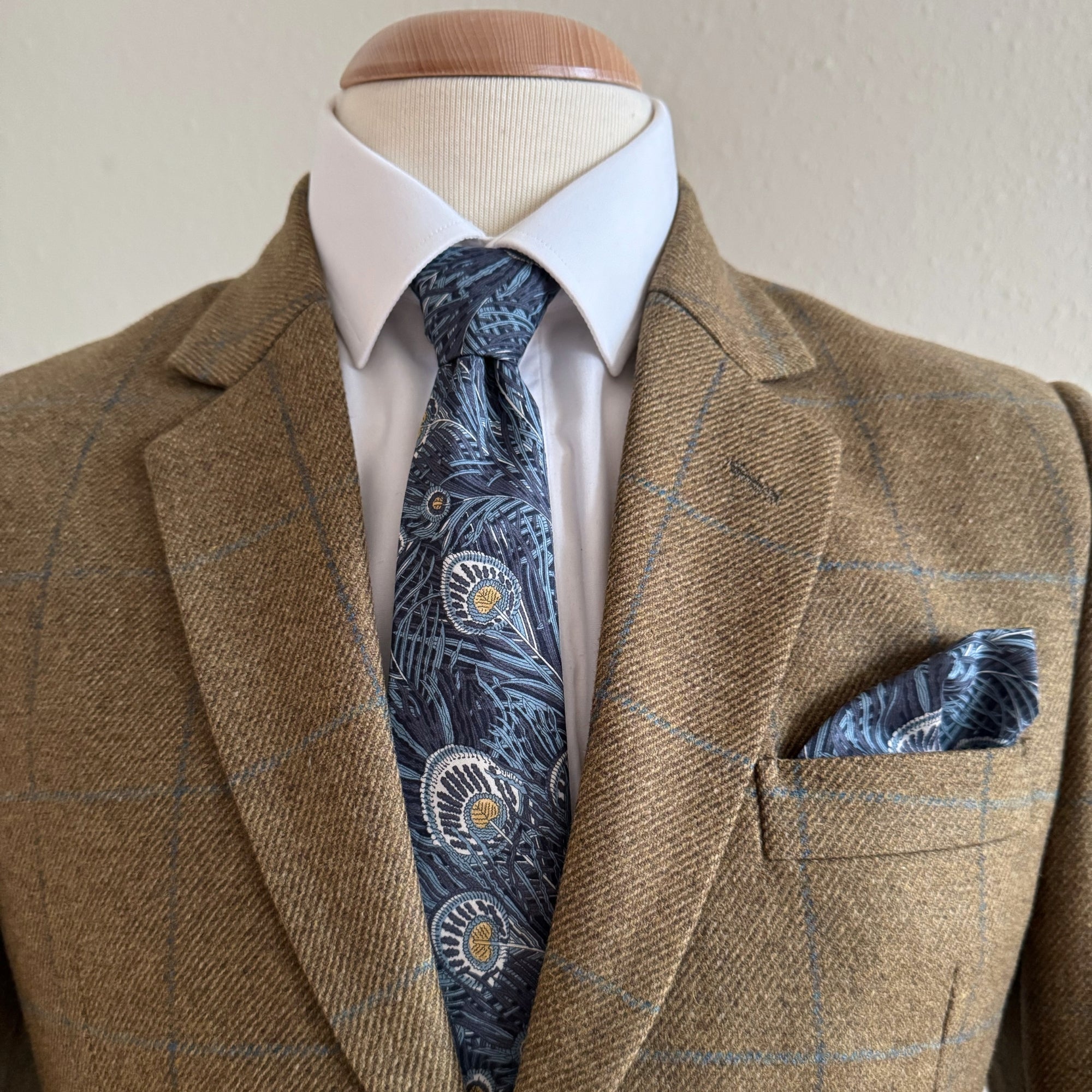 Liberty of London Tie in Navy Peacock Feathers