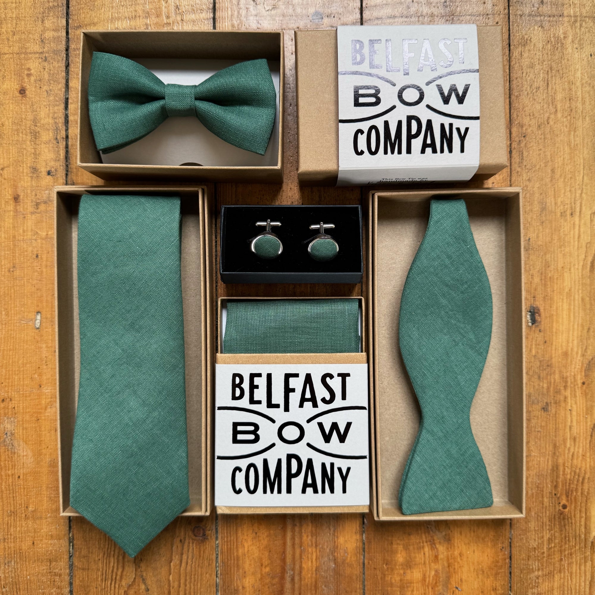 Forest Green Bow Tie in Irish Linen