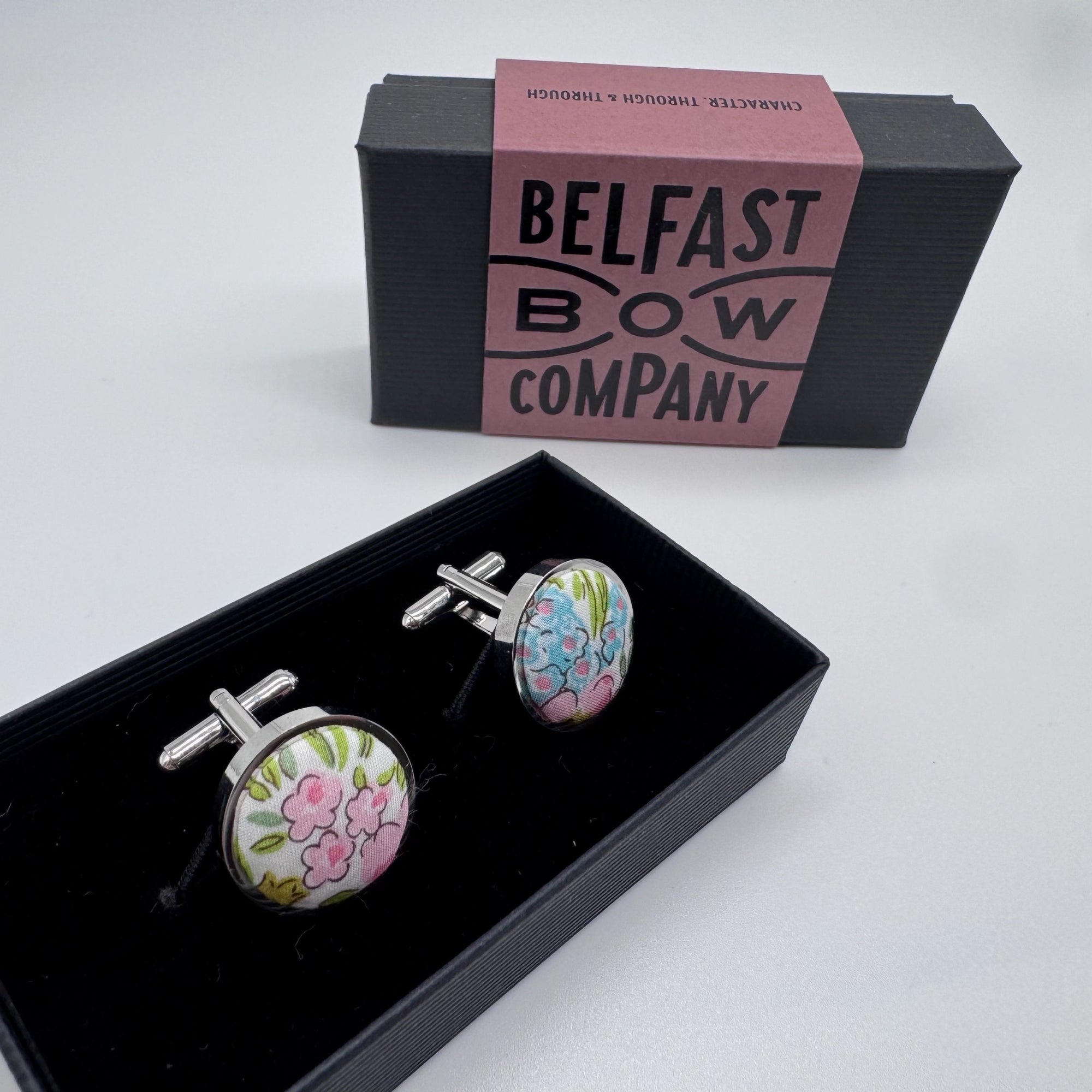 Liberty of London Cufflinks in Pink & Blue Floral Blossom
