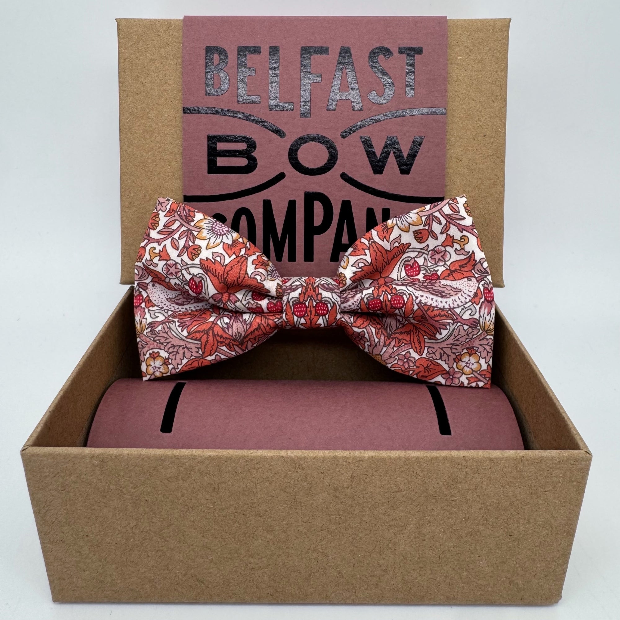 Liberty of London Bow Tie in Sienna Red Bird Motif