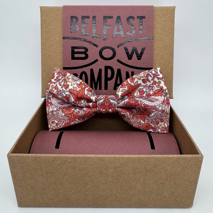 Red strawberry thief liberty bow tie by the belfast bow company
