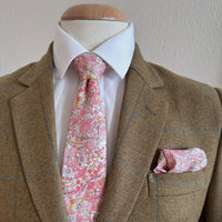Pink floral tie for grooms by the belfast bow company