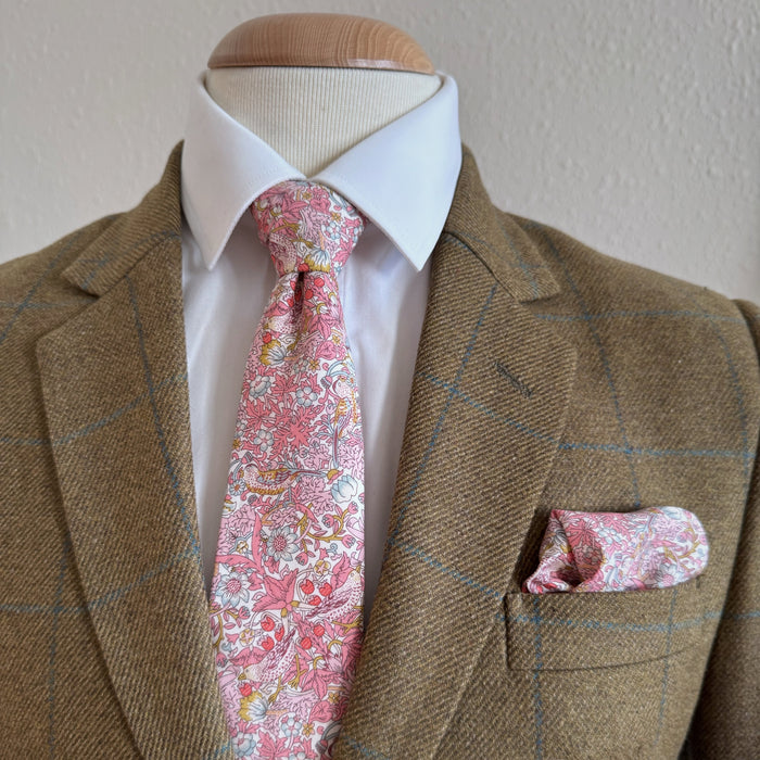 Pink floral tie for grooms by the belfast bow company