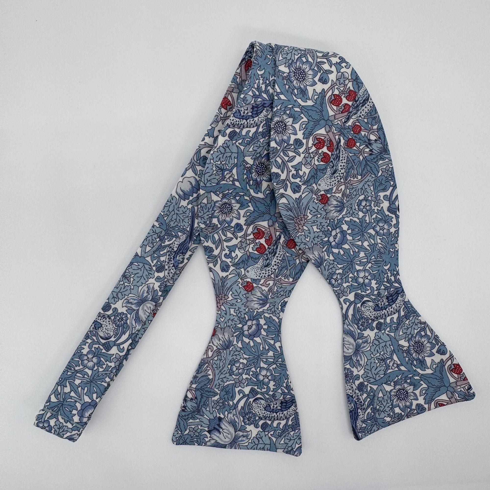 Self-Tie Liberty of London Bow Tie in Slate Blue Bird Motif