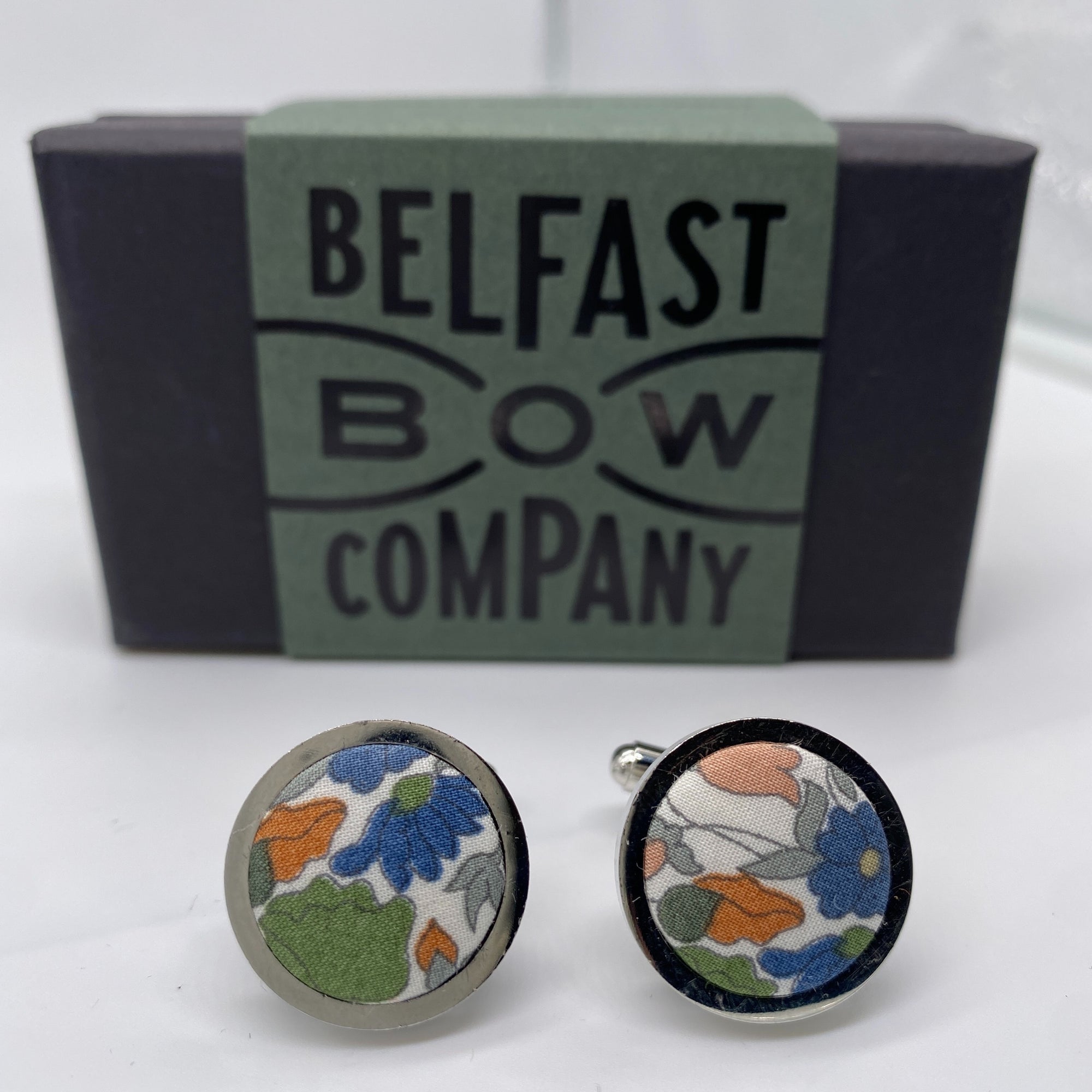 Liberty of London Cufflinks in Orange & Green Meadow