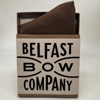 Chocolate Brown pocket square in irish linen by the belfast bow company