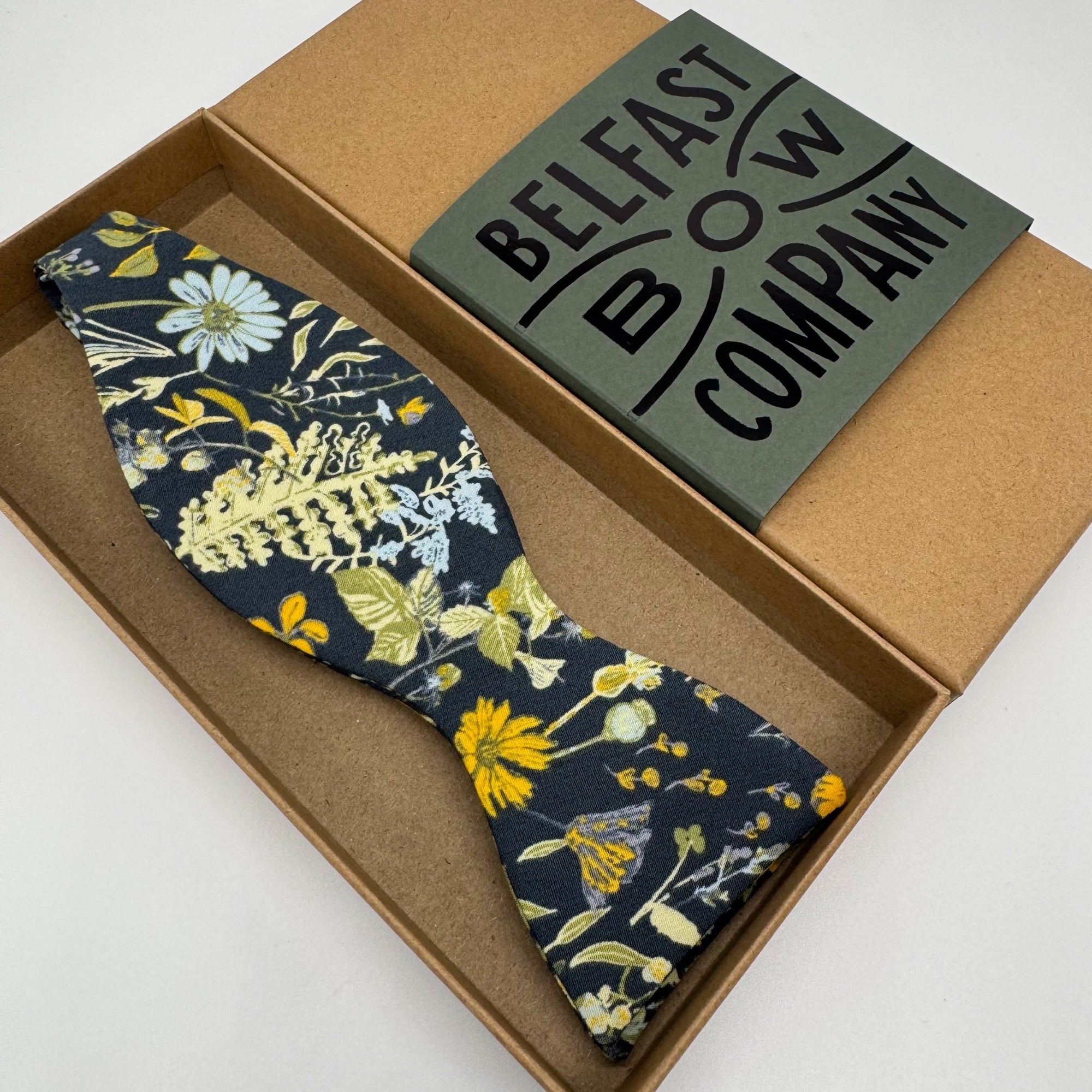 Boho Bloom Bow Tie in Navy Wildflowers