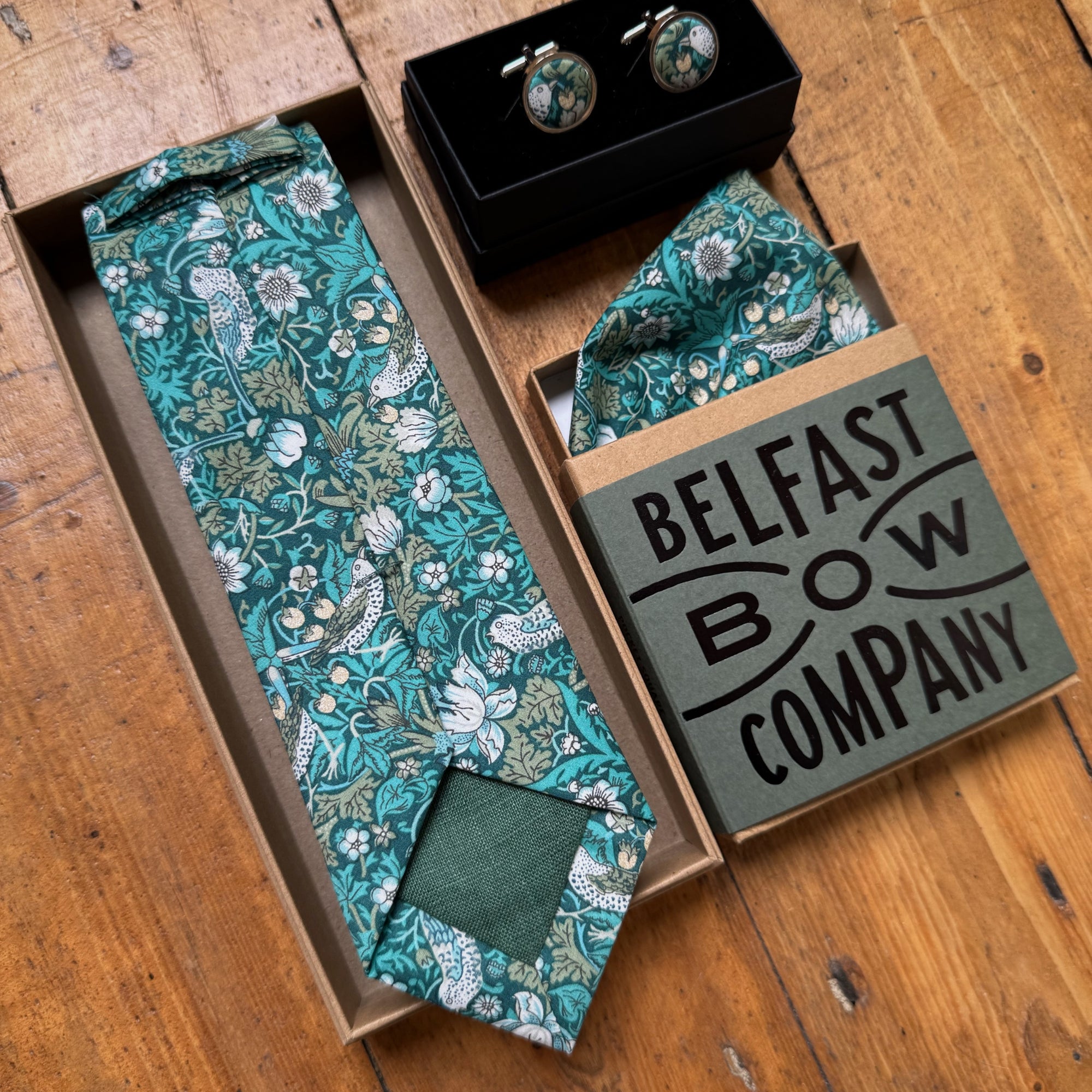 Liberty of London Tie in Teal Green Bird Motif